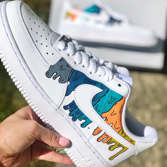 Custom Painted “cartoon drip” Nike Air Force 1s - Picture 3 of 6